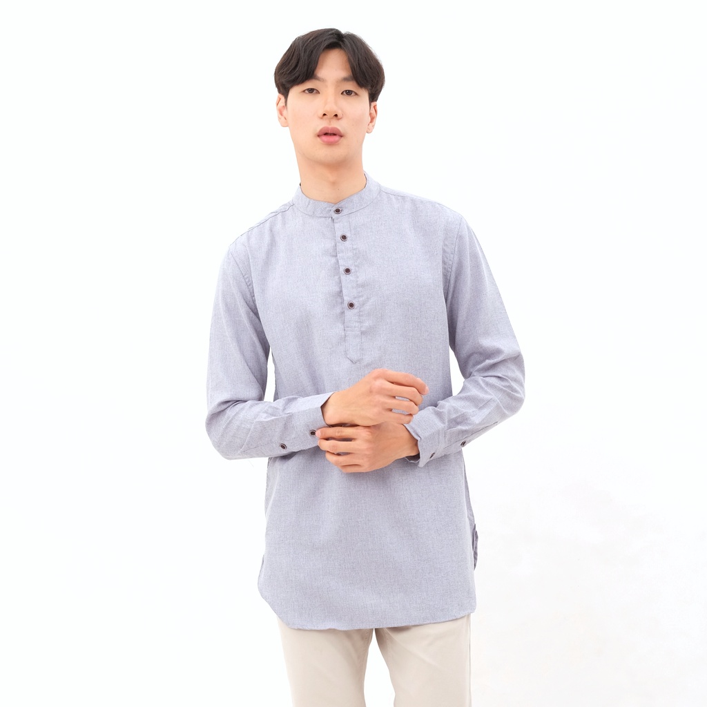 SANVANINA Kemeja Kurta Dewasa Polos Panjang Salman Lavender F-03H