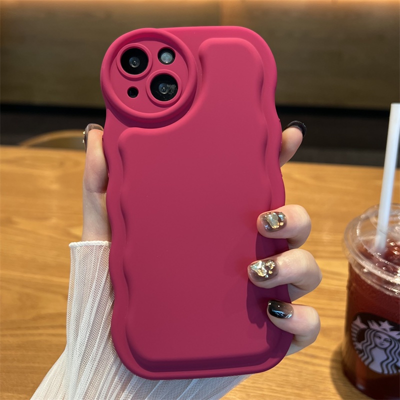 IPHONE Warna Solid 3D Bumper Lembut Silikon Casing Ponsel Untuk Iphone14Plus11 12 13 14 Pro Max XS XR Air Cushion Shockproof Back Cover