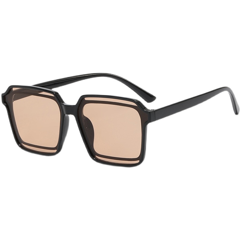 Roselife Fashion Unisex Oversized Light Brown Lensa Kacamata Hitam Untuk Wanita Pria Keren Bingkai Persegi Besar Kacamata Aesthetic Shades Sunnies Kacamata Mengemudi Eyewear