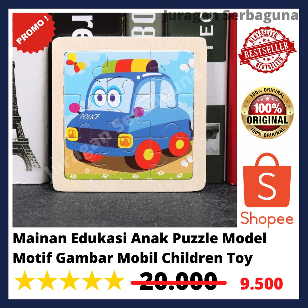 Mainan Edukasi Anak Puzzle Model Motif Gambar Mobil Children Toy