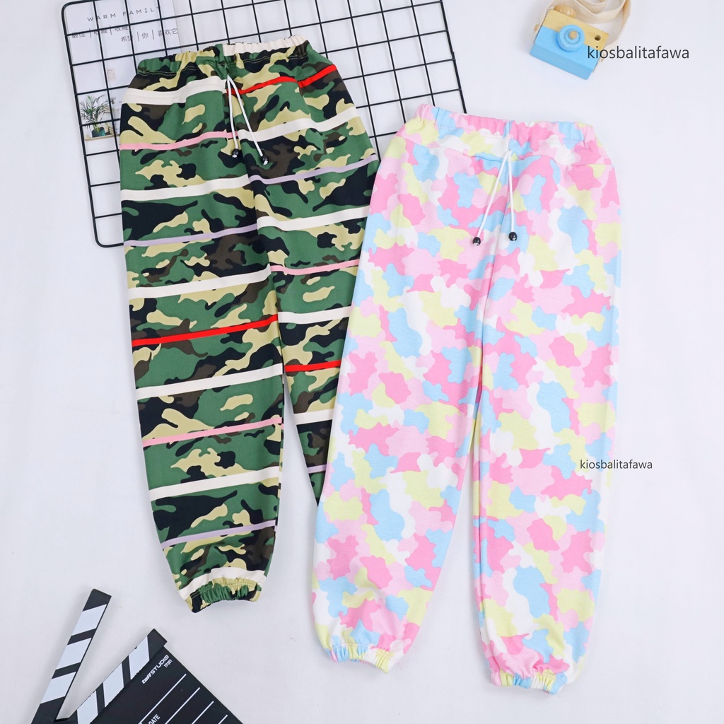 Jogger Loreng uk 5-12 Tahun / Celana Joger Panjang Motif Abri Anak Laki Perempuan Pants Adem Murah