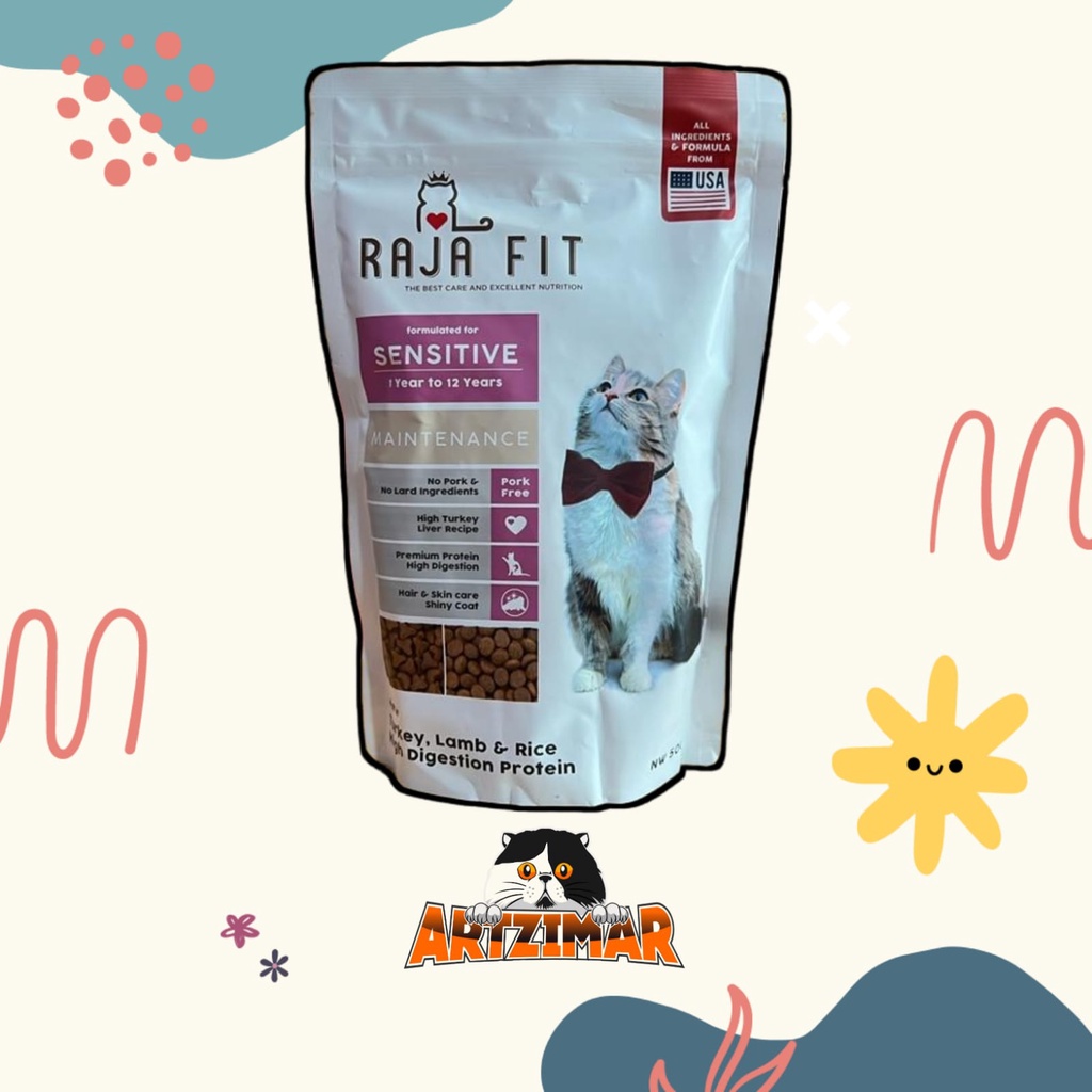 Makanan Kucing Raja Fit Sensitive 500gr untuk kucing yang sensitive