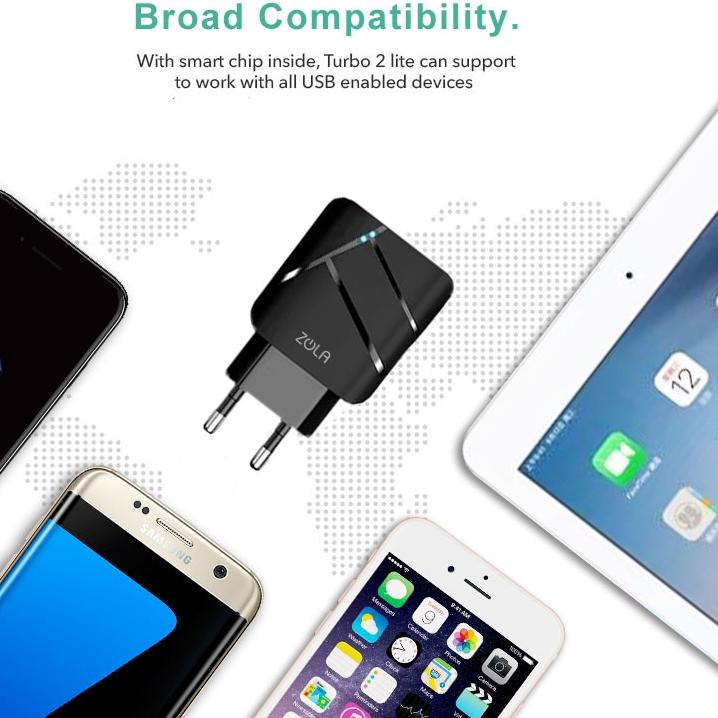 Terlaris Zola Thunder 2Q Lite Charger Quick Charge 3.0 Dual USB 28W Wall Charger Fast Charging .,