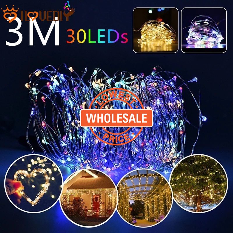 [Harga Grosir] Romantis Festival Dekorasi Pencahayaan Fleksibel DIY Light String 3M Berkedip String Lights Multicolor Dreamy Fairy Lamp Untuk Bobble Balls Xmas Tree Bouquet Curtain