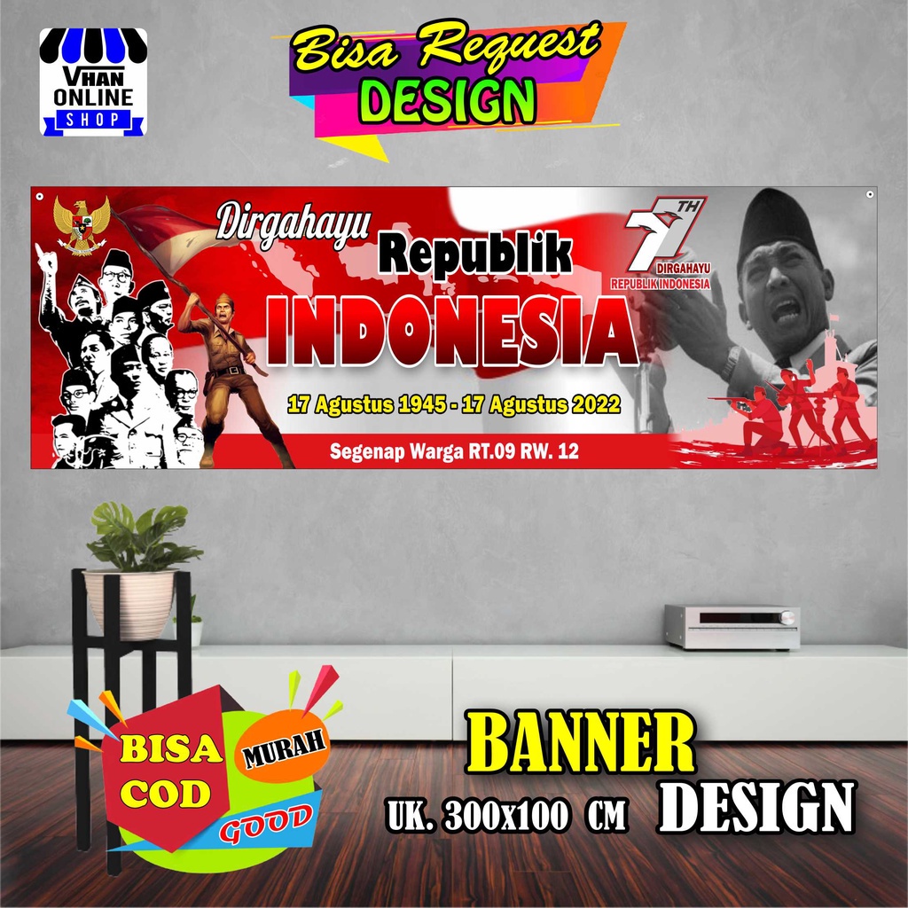 Jual Cetak Banner / Spanduk HUT RI, Kemerdekaan RI, Bagus murah Kuat