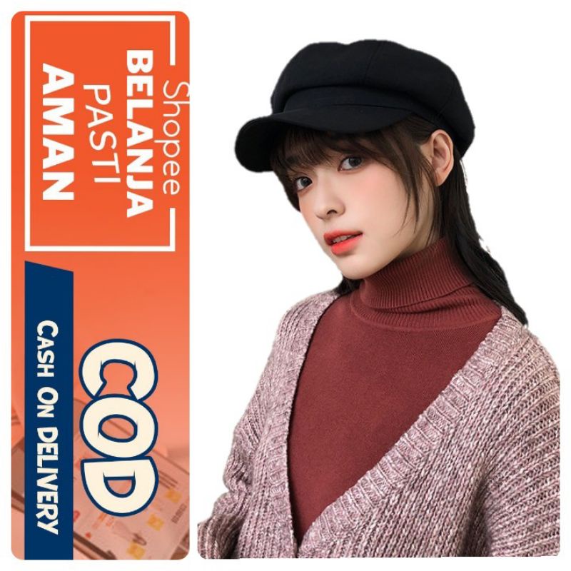 Topi Baret Korea Wanita Untuk Hijab Stylish Dewas Pet Apollo Terbaru Kekinian Newsboy Hats Bahan