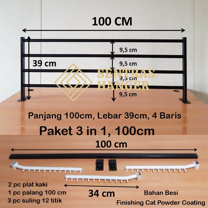 Gantungan Baju Tembok Paket 3 in 1