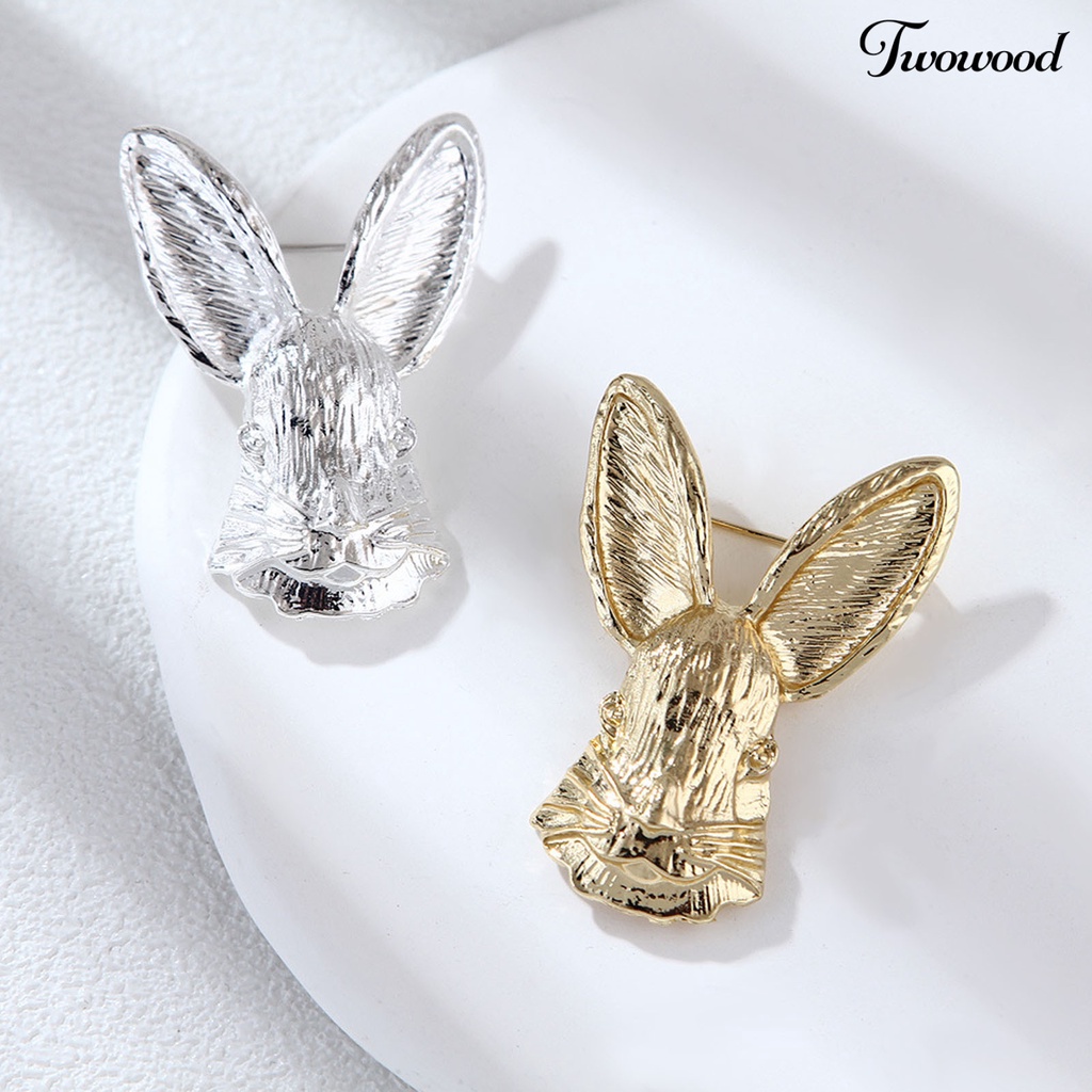 Twowood Rabbit Bros Vintage Meriah Kartun Serba Guna Bright Luster Hias Hadiah Wanita Bunny Animal Badge Suit Pin Paskah Dekorasi Untuk Artistik