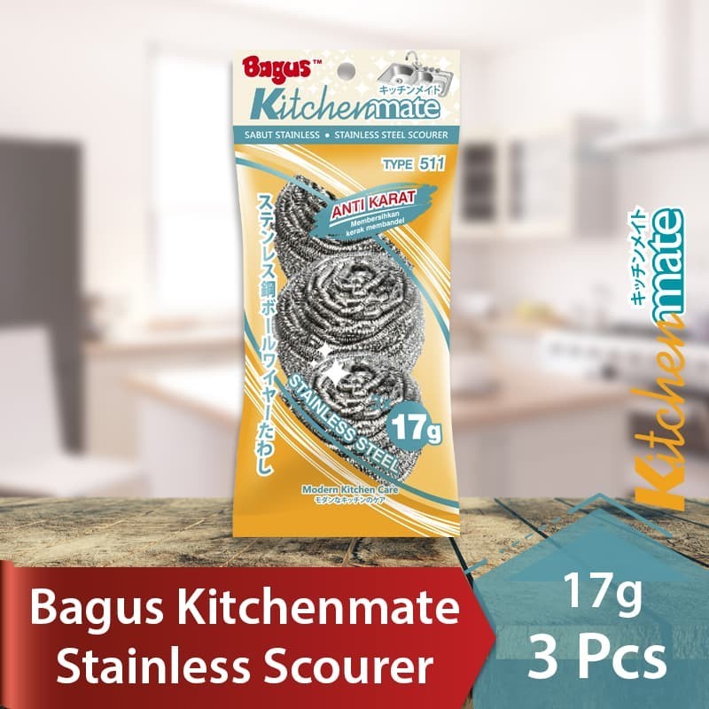 Bagus Sabut Stainless Scourer kawat cuci piring 3 x 17 g