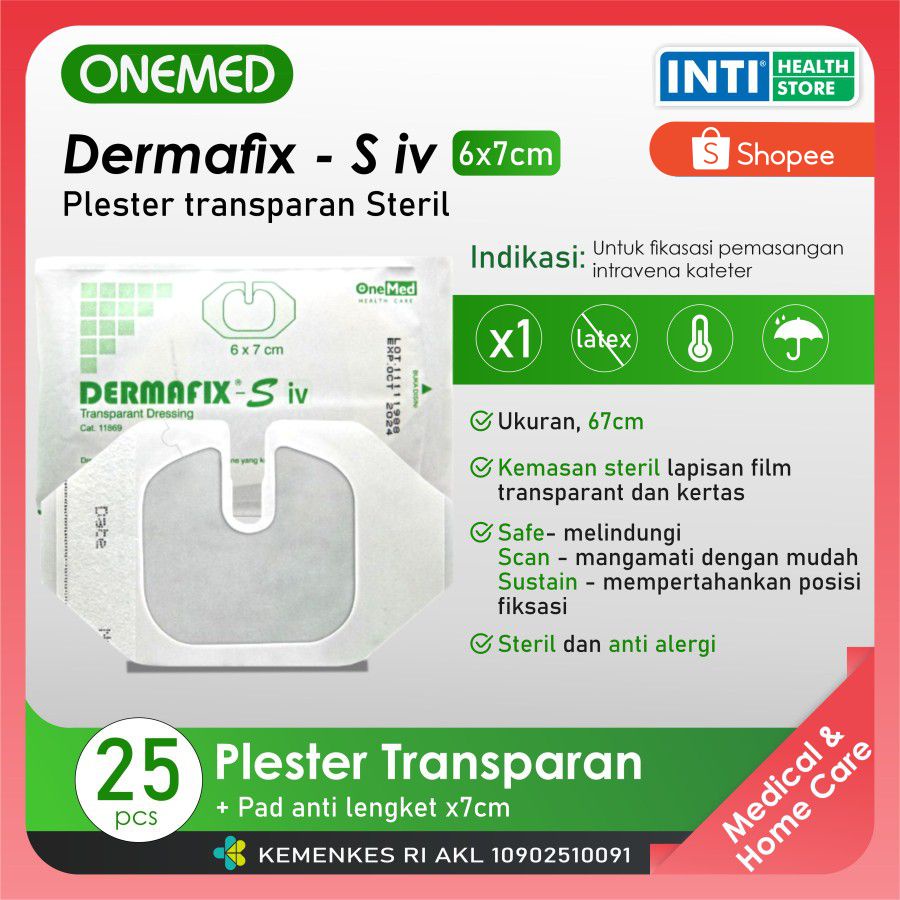 Onemed | Dermafix S 6x7 IV Box Isi 25 | Plester Transparant Steril