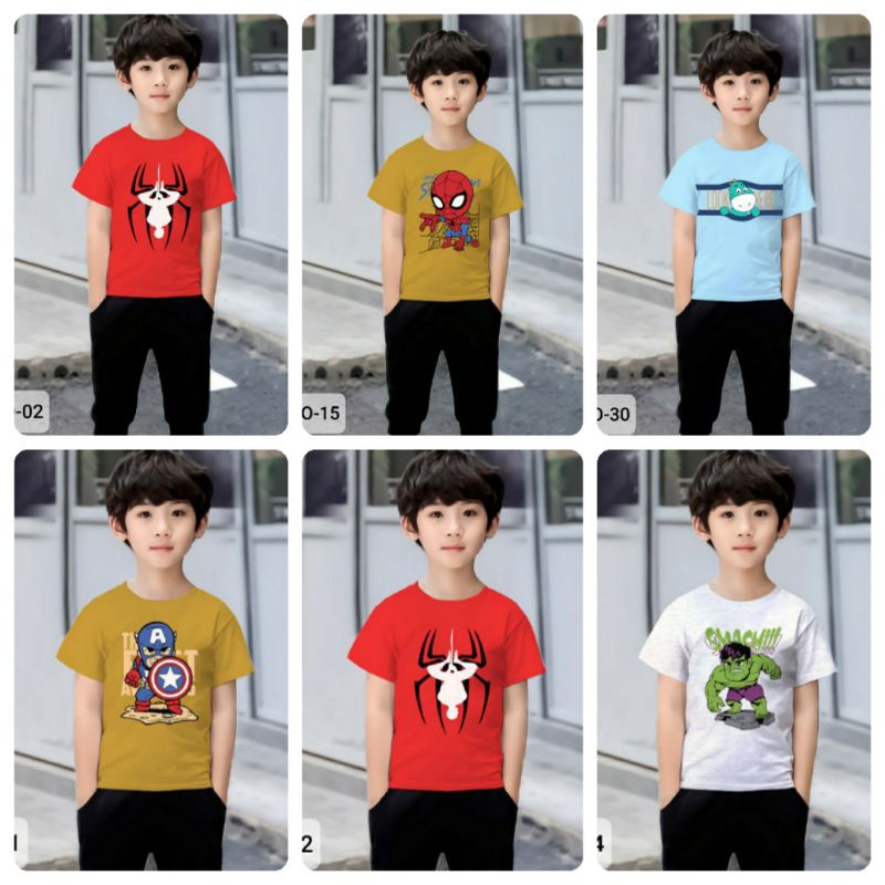 kaos distro anak umur 1-8 tahun motif superhero kualitas premium part 1