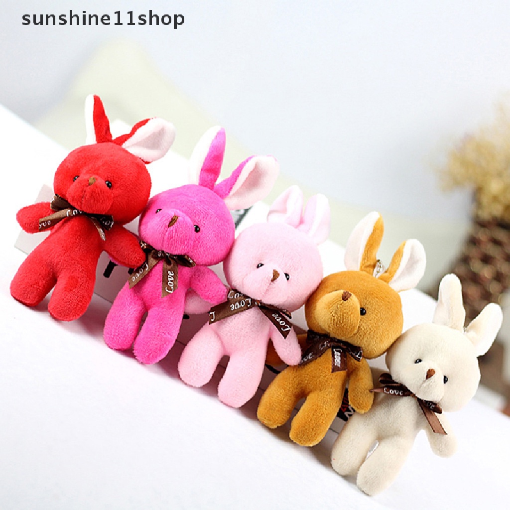 Sho Boneka Kelinci Boneka Kelinci Plush Toy Dasi Kupu Terang Sutra Rabbit Plush Toy Plush Toy Hadiah Kecil Untuk Pesta Pernikahan Gantungan Kunci Tas Ponsel Liontin PP Kapas Boneka Lembut Kelinci N