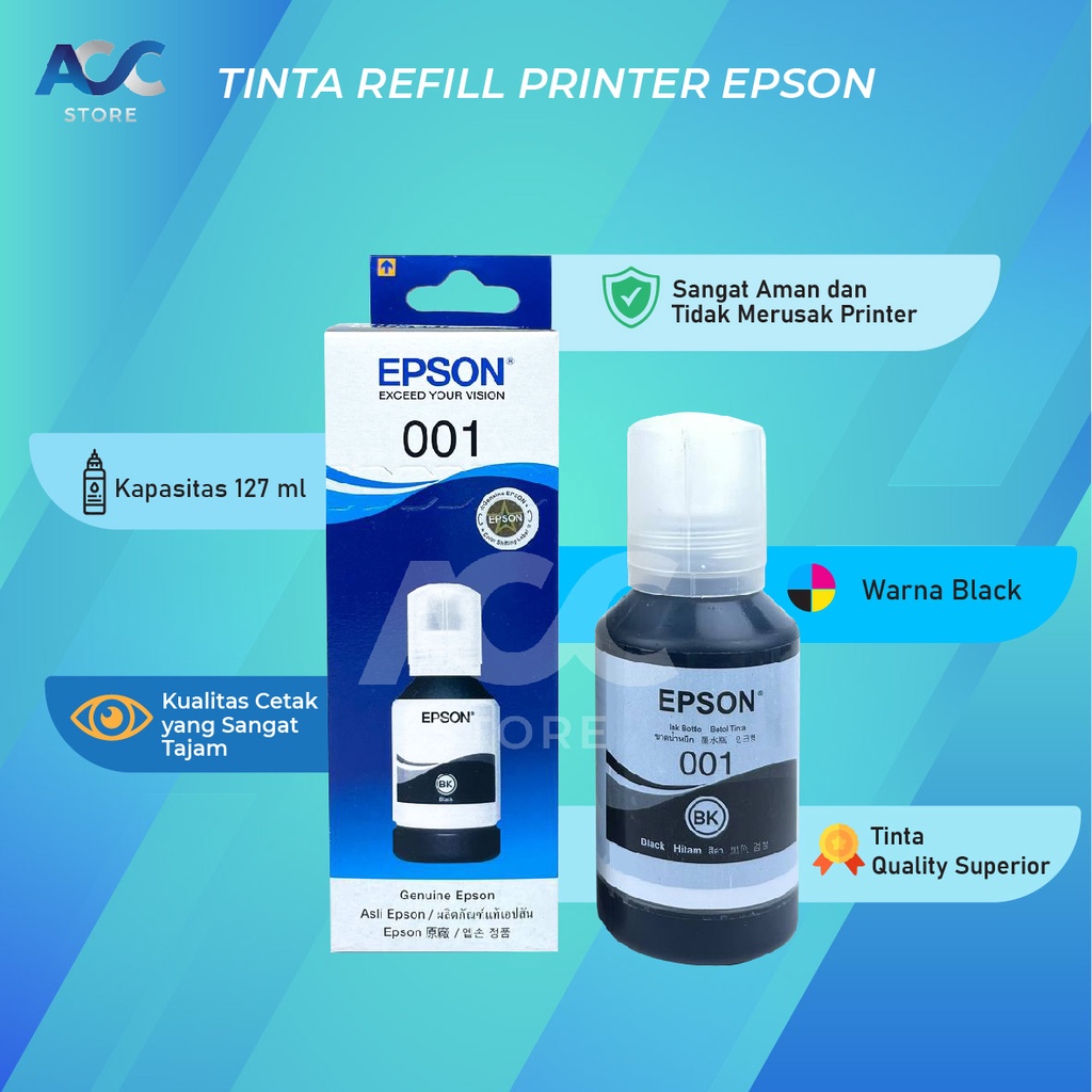 Tinta Epson 001 Black Isi Ulang Printer L4150 L4160 L6190 L6160 L6170 Premium