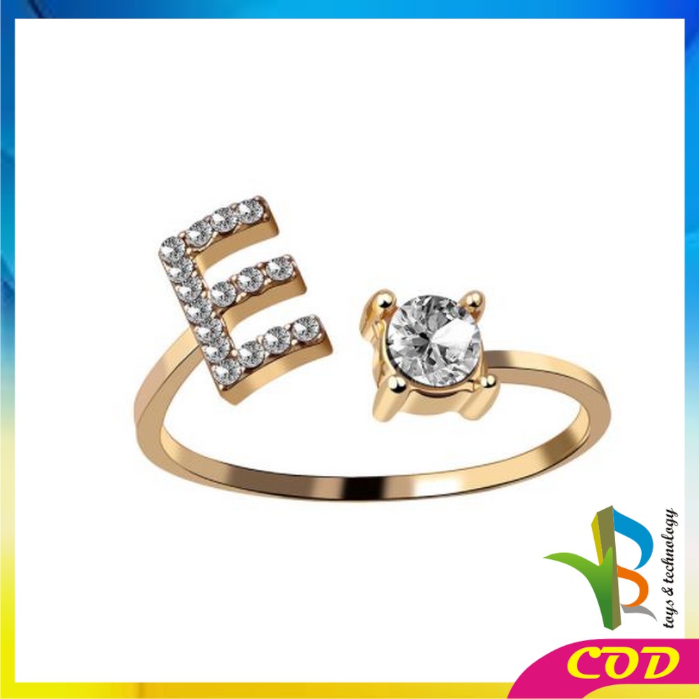 RB-K59 Cincin Huruf Gold Stainless Inisial Nama Cincin Alphabet / Cincin Abjad Huruf A-Z Wanita Fashion / Cincin Wanita Huruf Set Perhiasan Wanita