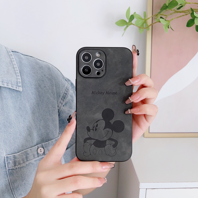 IPHONE Skin Feeling Full Screen Kulit Hard Phone Case Untuk Iphone 7 8 14 Plus 7+ 8+ 14+ X Xr Xs Max Casing Iphone11 12 13 14 Pro Max Sarung Handphone Shin Case Mickey Mouse Doraemon