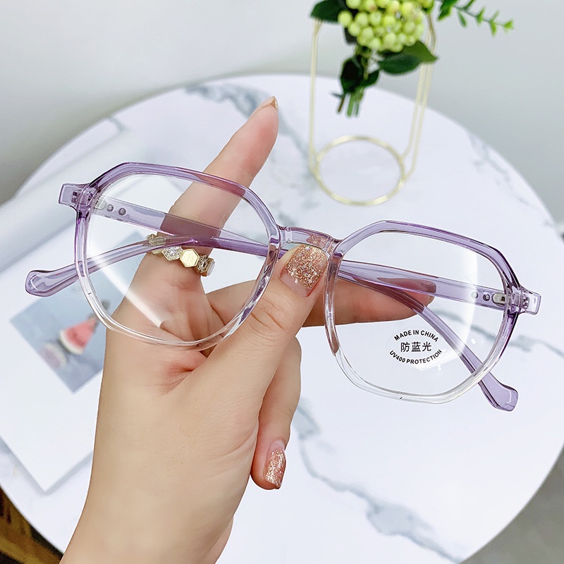 Frame Kacamata Komputer Transparan Kacamata Wanita Pria Anti Blue Light Round Eyewear TR90 Blocking Glasses Optical Spectacle Glasses