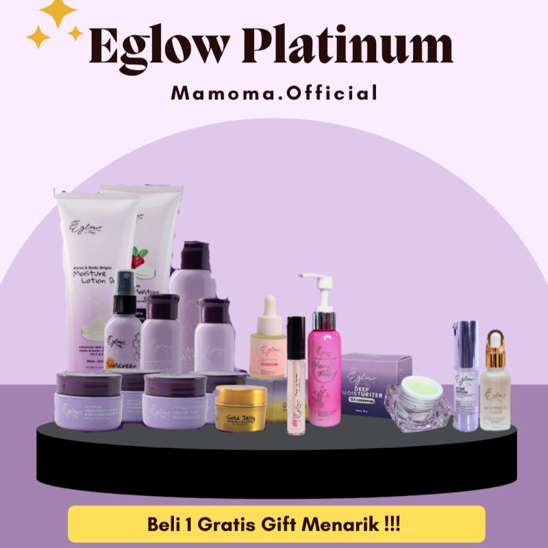 READY  Ecer Eglow Platinum Day Cream Night Cream Acne Whitening Ultimate Toner Facial Wash Serum DNA