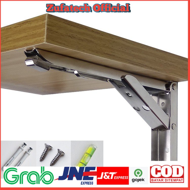 XIDA Bracket Engsel Siku Stainless Load 65kg 10 Inch 2 PCS - JM007