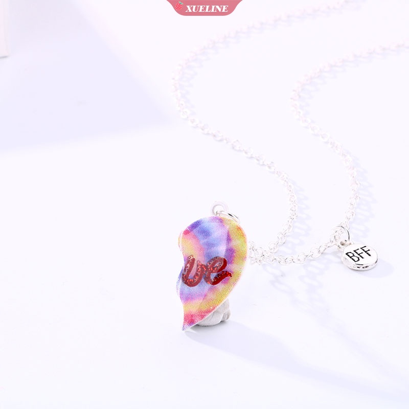 2 Pcs/set Lucu Warna-Warni Tetes Minyak Cinta Liontin Anak Sahabat Kalung Hadiah Persahabatan Gadis [ZXL]