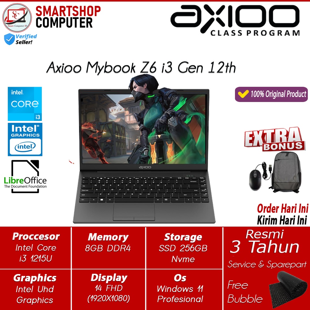 Laptop Axioo MyBook Z6 Intel i3 1215U 8GB 256GB 14 FHD IPS Windows 11 Libre office