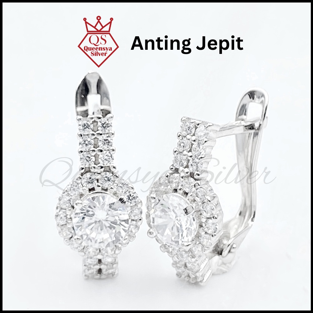 Anting Perak | Anting Jepit Perak Lapis Emas Putih Sophie Queensya Silver