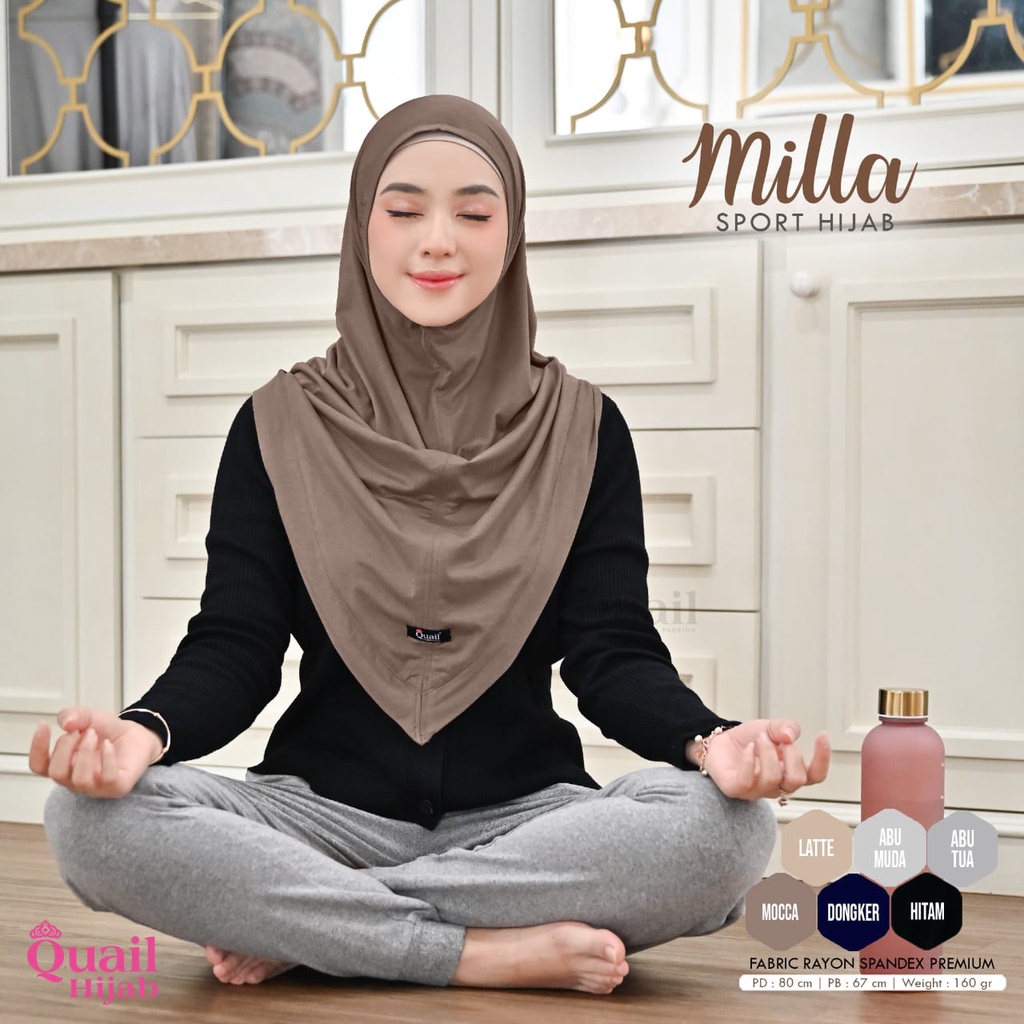 Jual Milla Sporty Hijab Original Quail Hijab Wanita Fabric Rayon ...