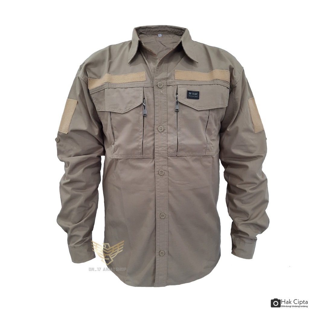 Kemeja W-TAC Tactical Outdoor Panjang hitam,khaki,abu ripstop kotak