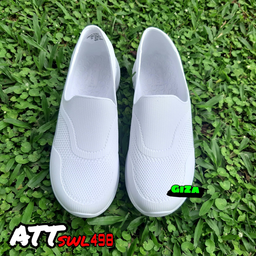Sepatu Slip On Wanita Karet Anti Air Elastis Ringan Nyaman Empuk SWL 498 Super White Sepatu Perempuan Dewasa