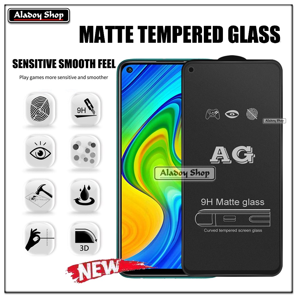 Paket 3IN1 Tempered Glass Layar Matte Anti Glare XIAOMI REDMI NOTE 9 Free Tempered Glass Camera dan Skin Carbon