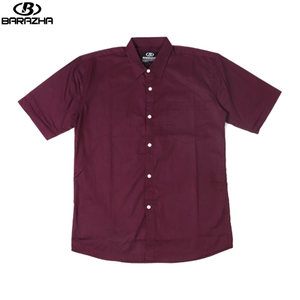 Barazha Kemeja Lengan Pendek Polos Slimfit Maroon