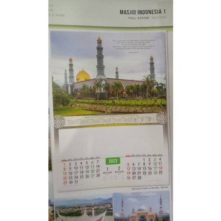 pesanan khusus kalender 2023 3 lembar 4 bulanan Ao 240 gambar mesjid