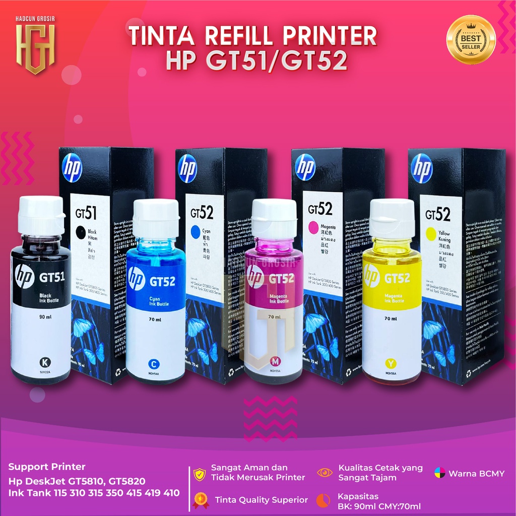Tinta HP GT51 GT52 Tinta Printer GT5810 L9U63A GT5820 M2Q28A