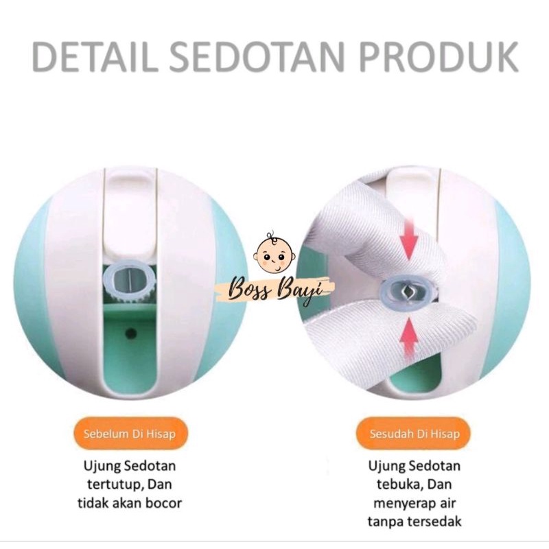 BOSS BAYI - Botol Minum Anak dengan Pegangan dan Pemberat Sedotan 280ml