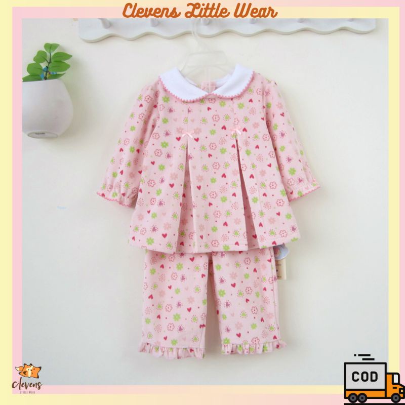 CLV Aya Set / Setelan Bayi Perempuan Import Premium 0-1 Tahun / Baju Tidur Bayi / Romper Bayi Cewek 