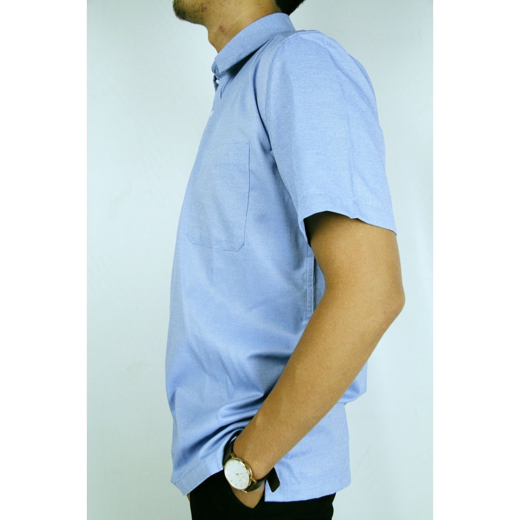 Kemeja Pria Reguler Stanley Adams Lengan Pendek Biru Langit Oxford 22 | Hem Pria Reguler | Kemeja Branded Original 100% Matahari