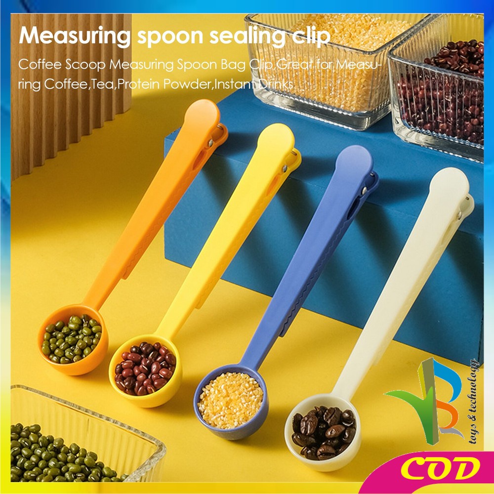 RB-C512 Sendok Takar 2in1 Dengan Klip Segel Penjepit Multifungsi / Sendok Kopi Bahan Plastik Jepit Bungkus / Measuring Spoon With Sealing Clip