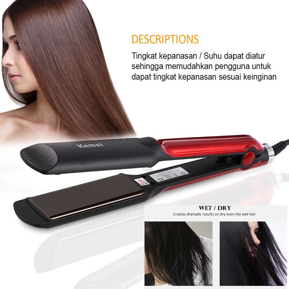 ZILLO Catok Pelurus Rambut BONUS Hairdryer Catok Plat Lebar Catokan 2 Fungsi Lurus Dan Keriting Curly Original