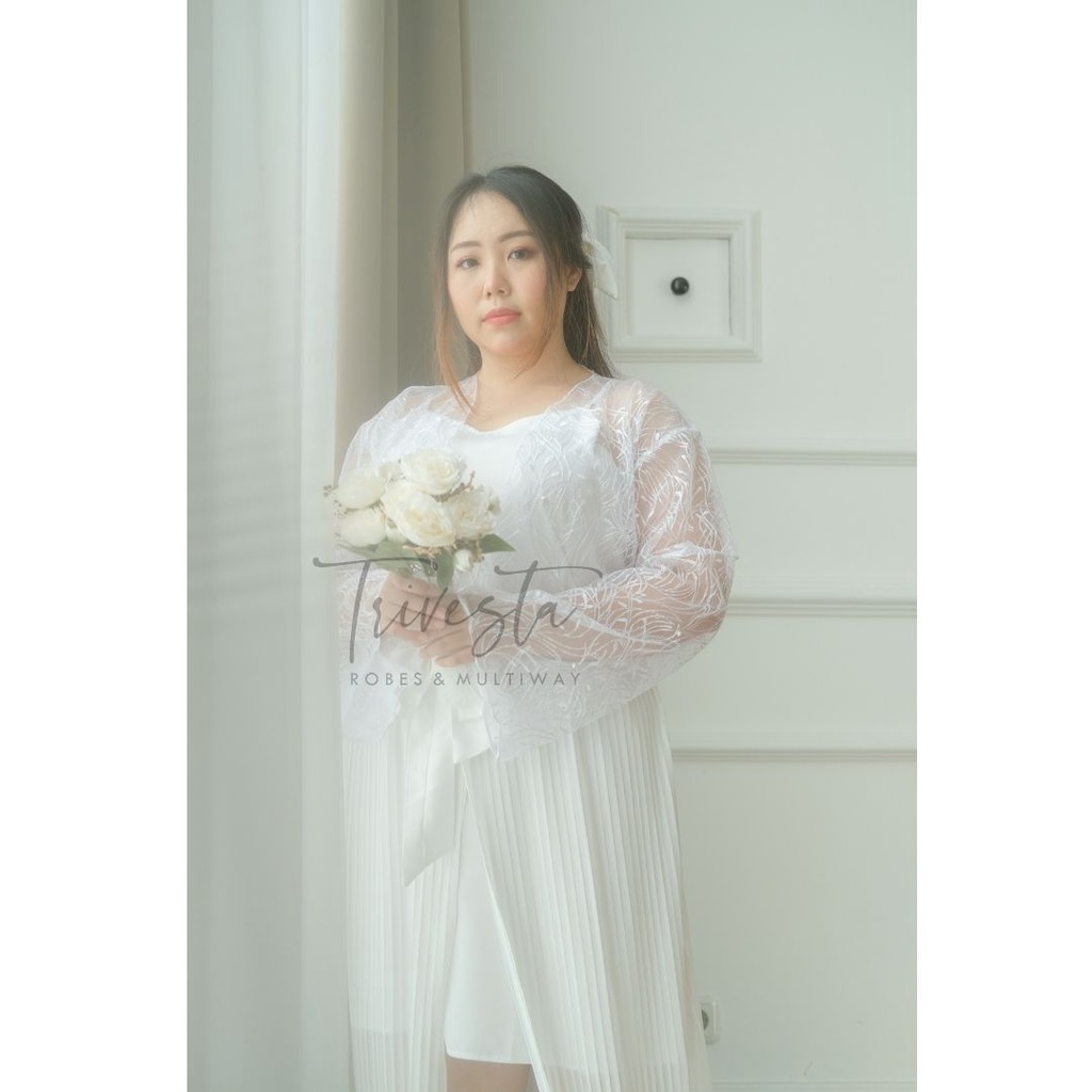 [BIG SIZE]  Clarkia Robe- Flower Endurance Collection - KIMONO ROBE PENGANTIN / BRIDESMAID WEDDING ROBE