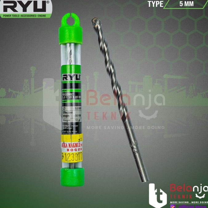 Ryu Masonry Drill Bits 5 X 50 X 80 MM Mata Bor Beton Tembok 5 mm 8 Cm belanjate77 Kualitas Baik