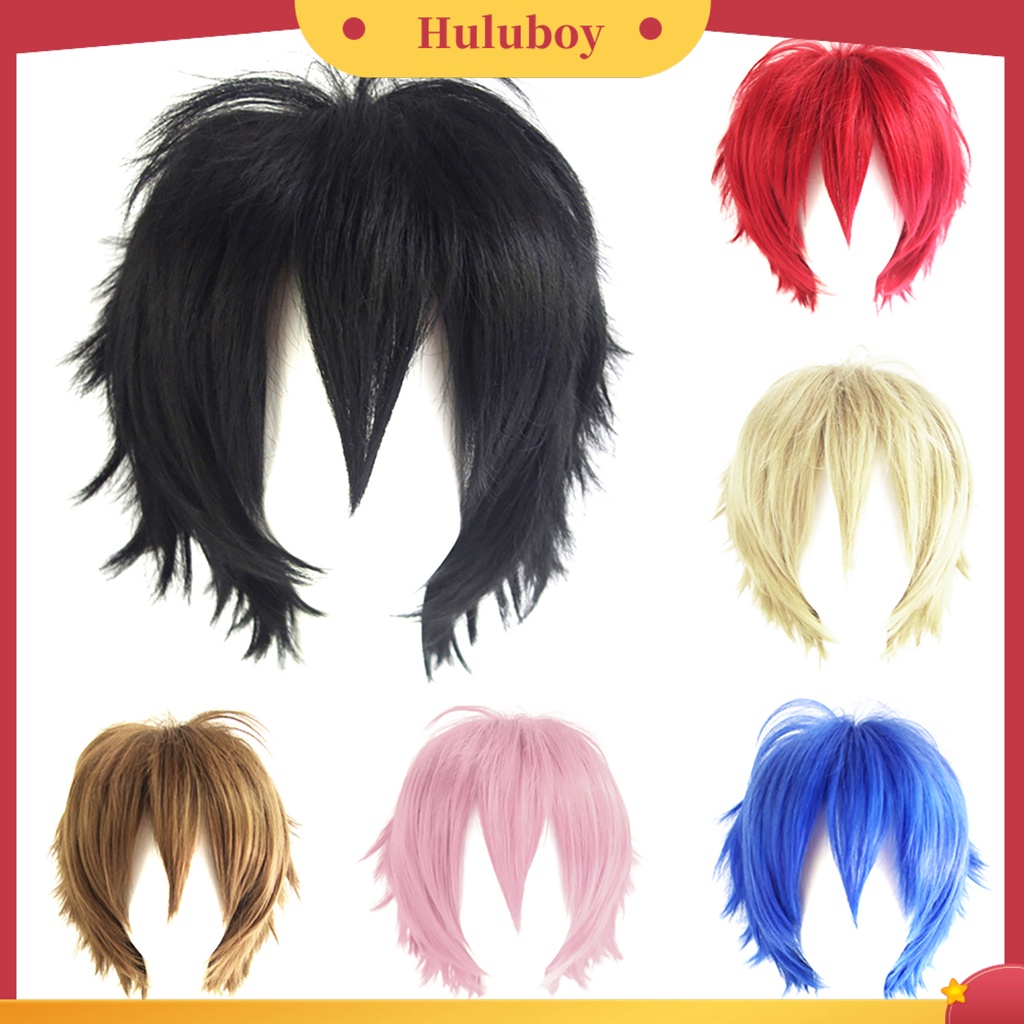 Wig Rambut Pendek Adjustable Bahan Serat Suhu Tinggi Untuk Cosplay Anime