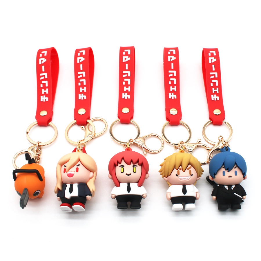 Anime Chainsaw Man Gantungan Kunci Wanita Lucu Kartun Silicone Keyrings Denji Pochita Boneka Liontin Kunci