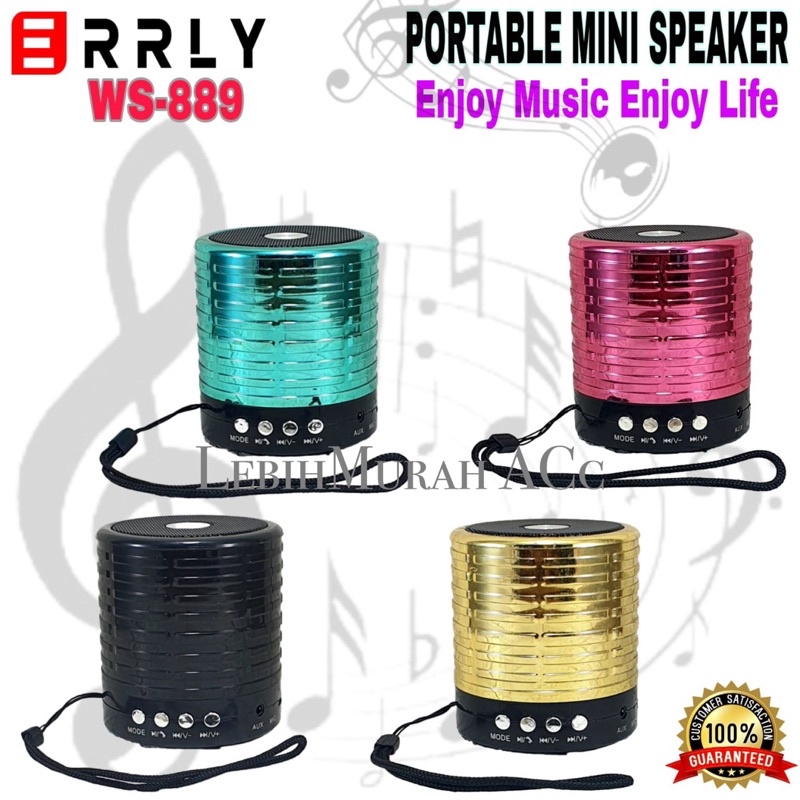 MINI Speaker Bluetooth WS889 Wireless Music Box Motif Chorme Speaker Aktif Super Bass High Quality