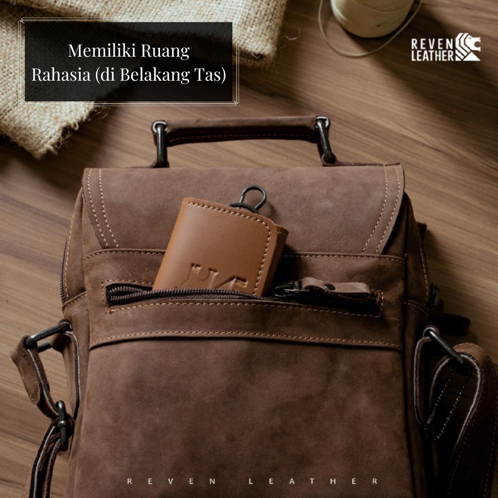 Tas Pria Selempang Slingbag Cowok STAINER Sling Shoulder BAG Bahan Kulit Sapi Asli Full 100% Original by Crown Leather CrownLeather Store