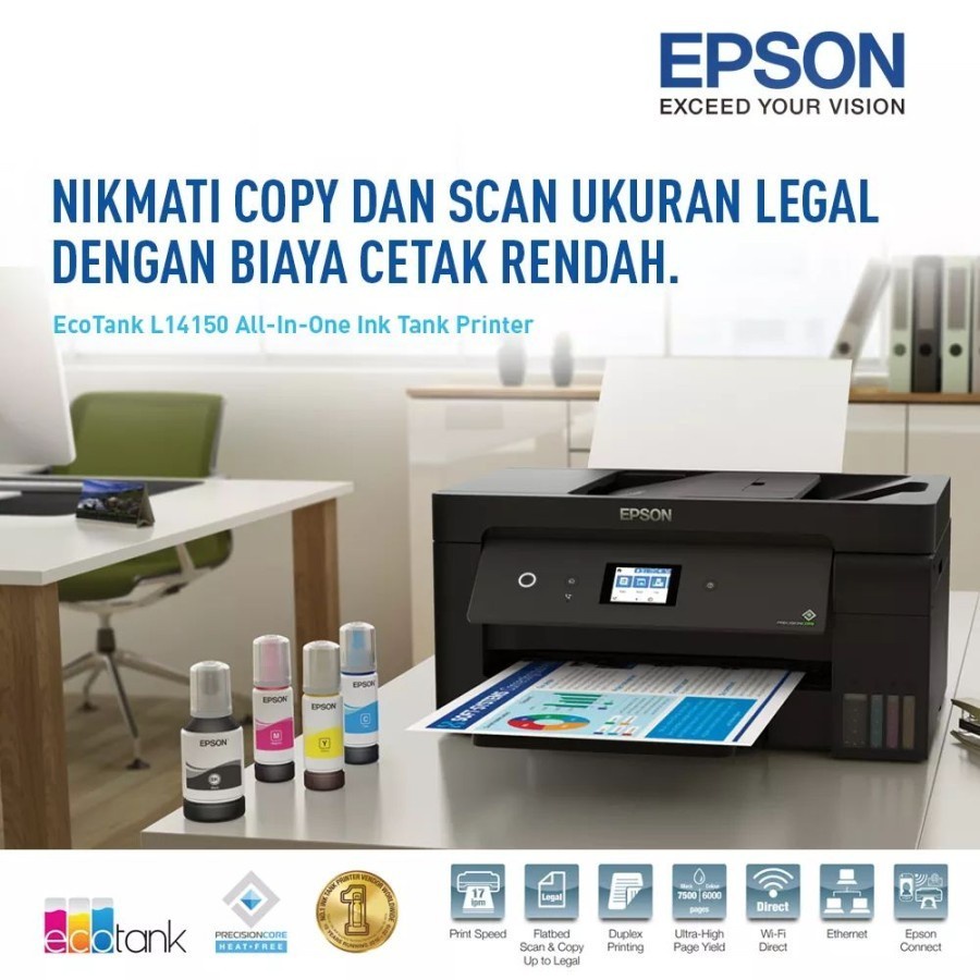 Printer Epson Ink Tank EcoTank L14150 A3+ WiFi Print Scan Copy Duplex