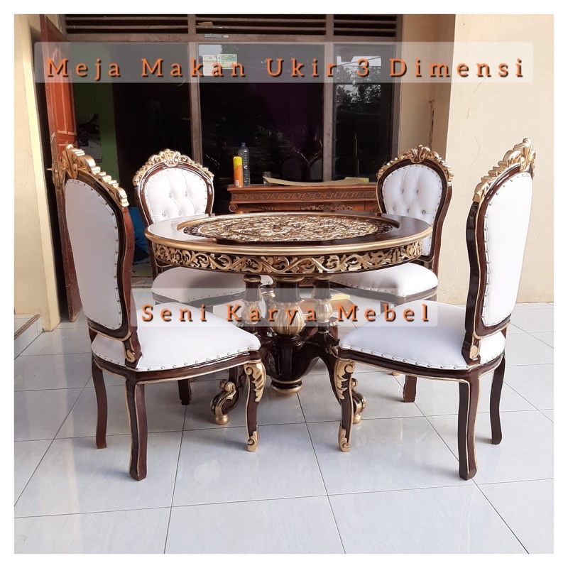 MEJA MAKAN UKIR KRAWANG KAYU JATI - MEJA MAKAN UKIR 3 DIMENSI KAYU JATI JEPARA
