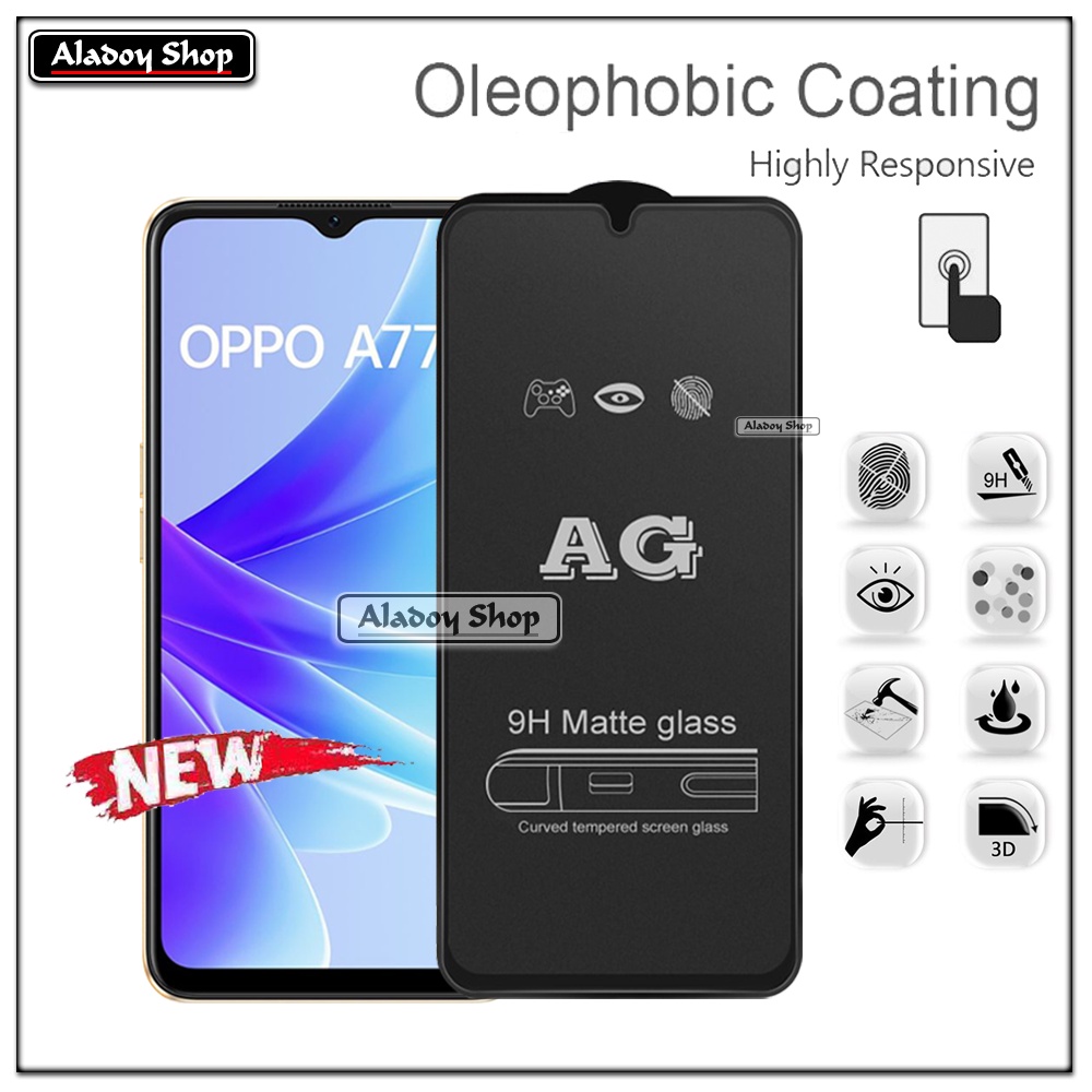 Paket 3IN1 Tempered Glass Layar Matte Anti Glare Oppo A77 4G/A77S Free Tempered Glass Camera dan Skin Carbon