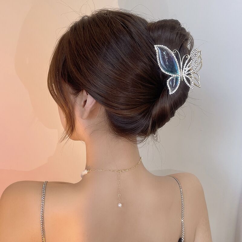 Korea Kupu-Kupu Berlian Imitasi Klip Rambut Mode Kristal Berlian Wanita Alloy Hair Claw Hairpin Aksesoris Rambut