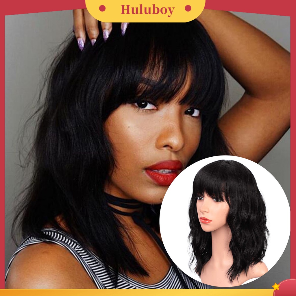 Wig Rambut Palsu Wanita Model Pendek Keriting Gelombang Natural