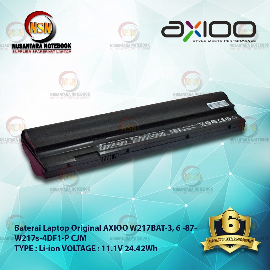 Baterai Original AXIOO W217BAT-3 6 -87- W217s-4DF1-P CJM 11.1V 24.42Wh