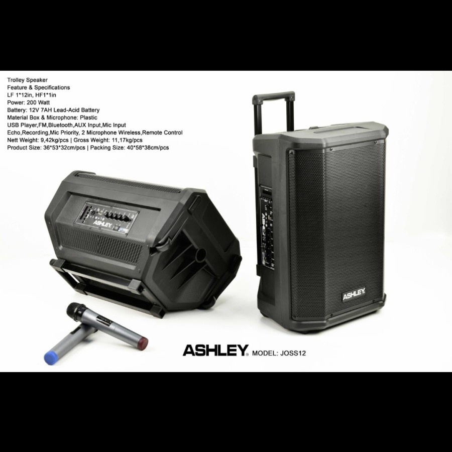 speaker wireless bluetooh ashley joss12 joss 12 12inch original